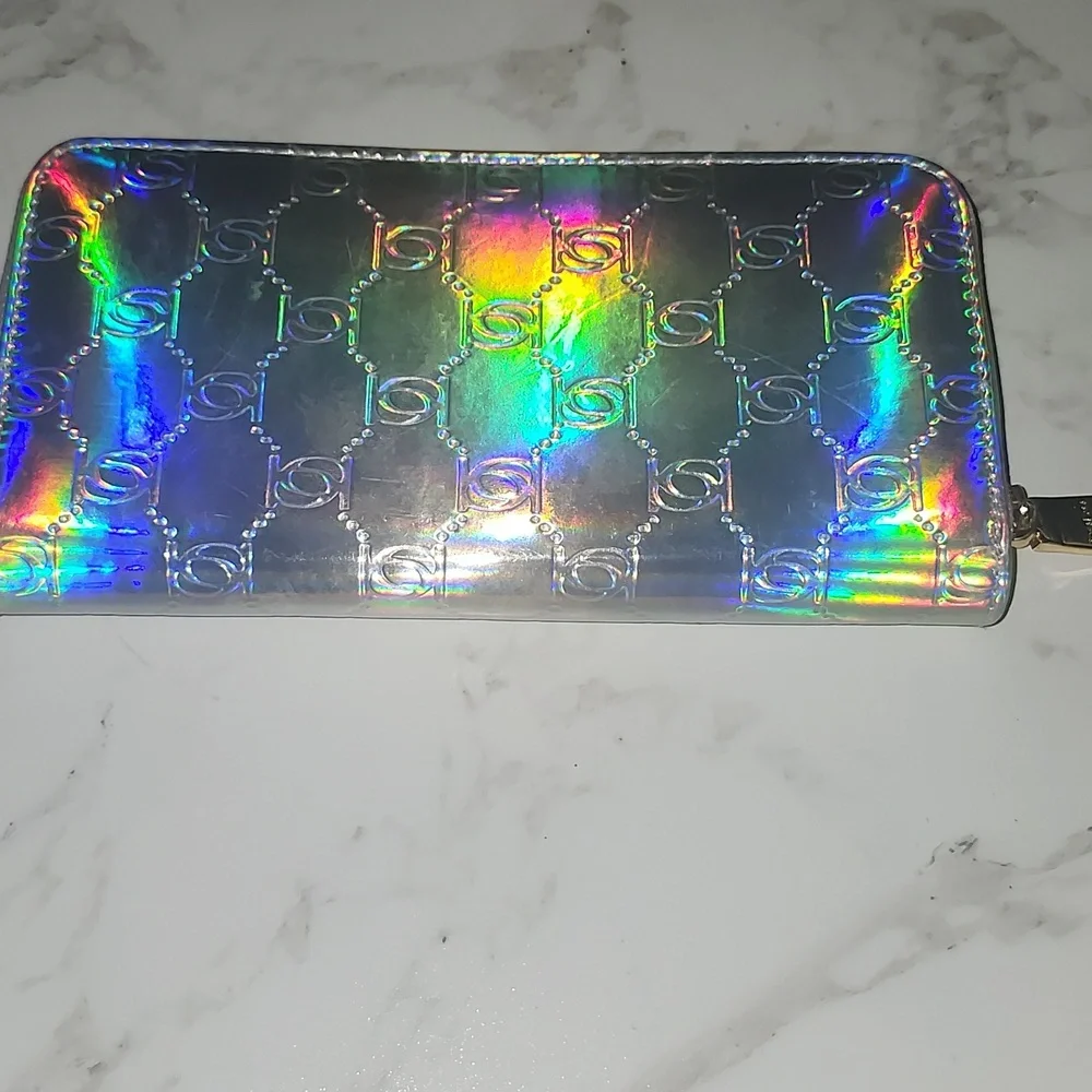 Bebe Irridescent Zip Around Wallet - Picture 7 of 13